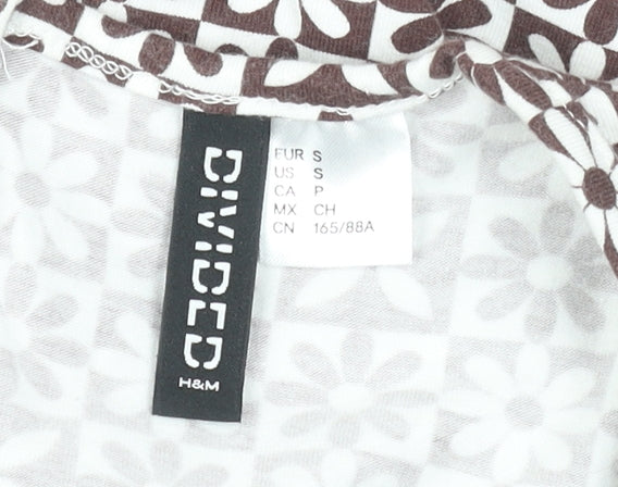 H&M Divided Women’s Brown Floral Stretch Jersey Playsuit Size S