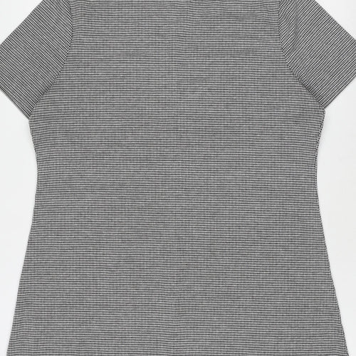 MNG Women’s Grey Houndstooth Shift Dress Size 14 Short Sleeve