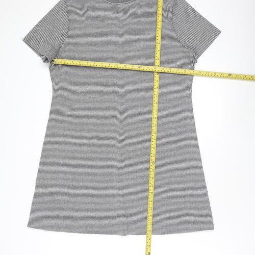 MNG Women’s Grey Houndstooth Shift Dress Size 14 Short Sleeve