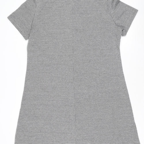 MNG Women’s Grey Houndstooth Shift Dress Size 14 Short Sleeve