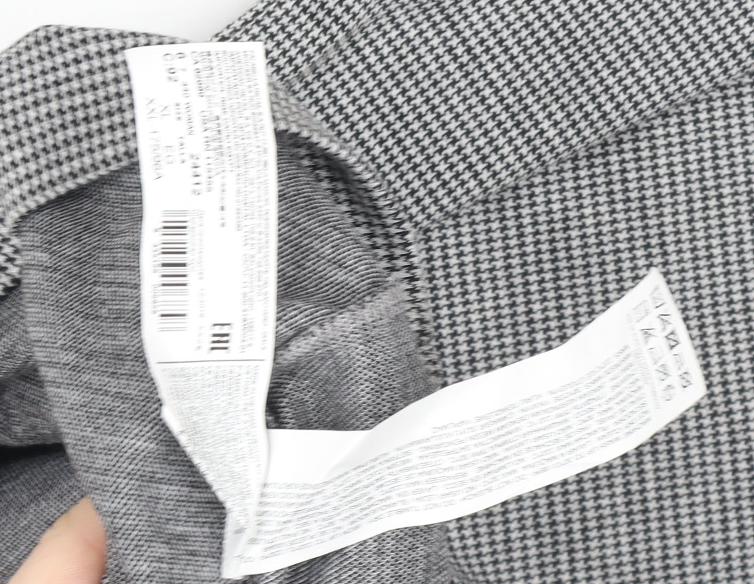 MNG Women’s Grey Houndstooth Shift Dress Size 14 Short Sleeve