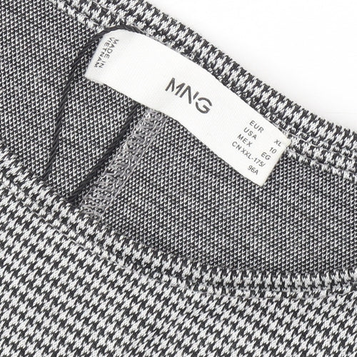 MNG Women’s Grey Houndstooth Shift Dress Size 14 Short Sleeve