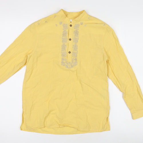 Next Girls Yellow Linen Embroidered Tunic Blouse 10 Years