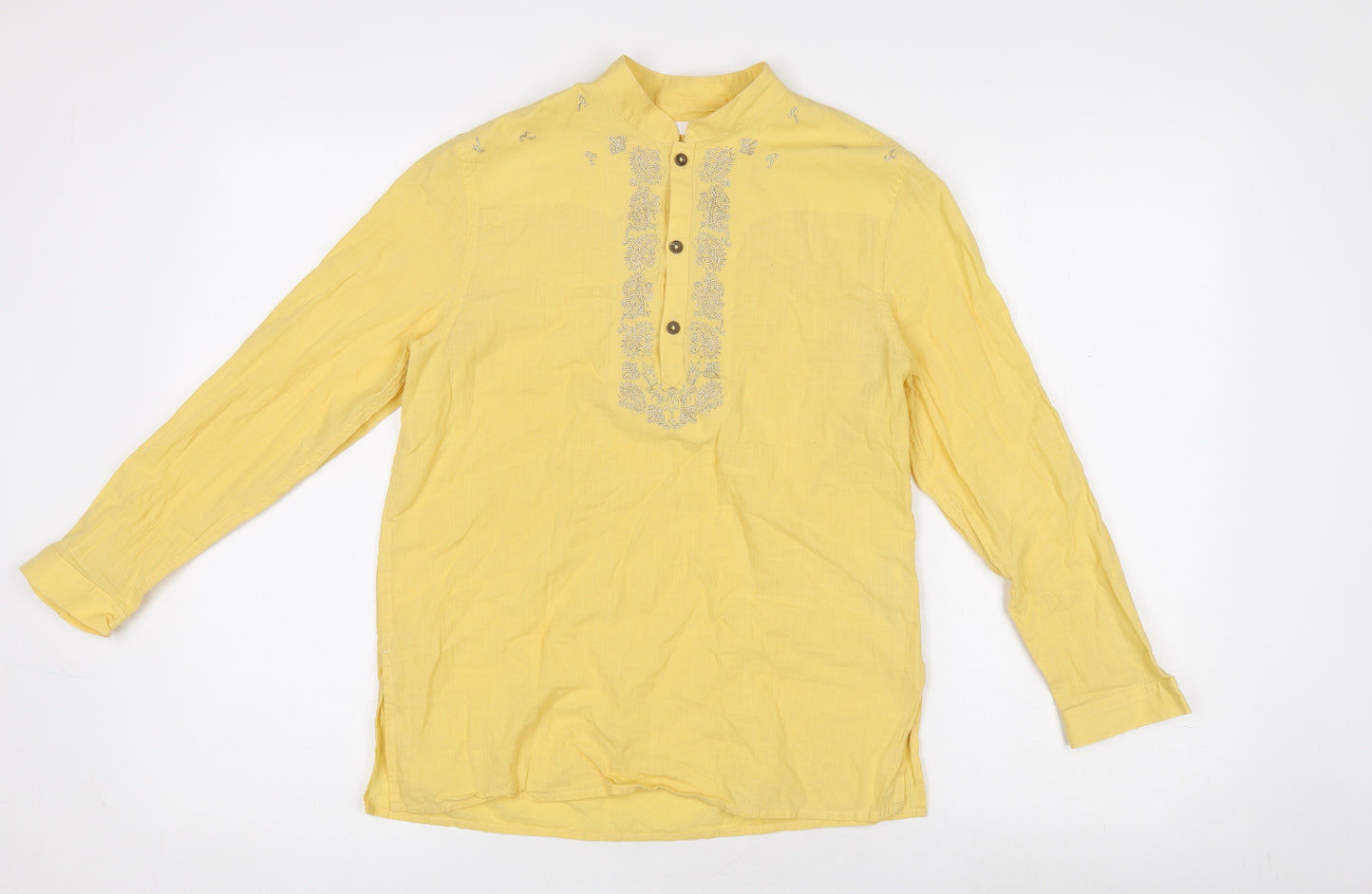 Next Girls Yellow Linen Embroidered Tunic Blouse 10 Years