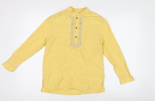 Next Girls Yellow Linen Embroidered Tunic Blouse 10 Years
