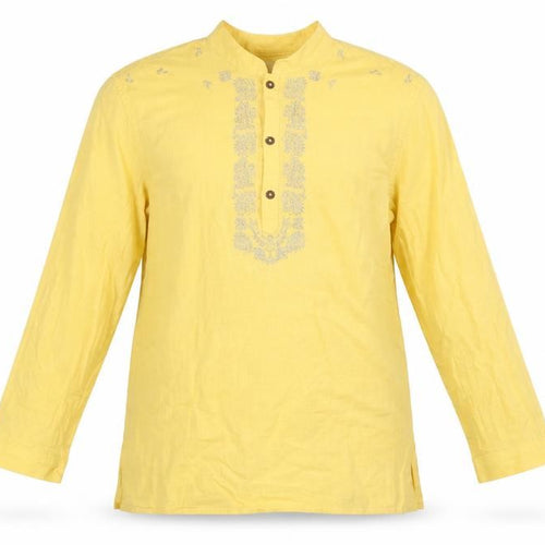 Next Girls Yellow Linen Embroidered Tunic Blouse 10 Years