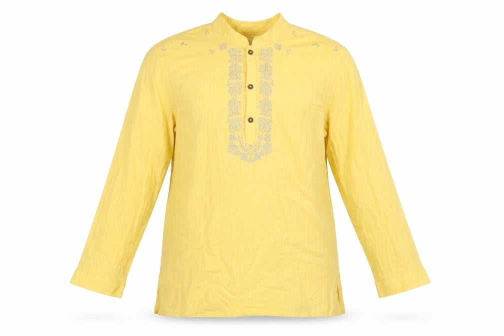 Next Girls Yellow Linen Embroidered Tunic Blouse 10 Years