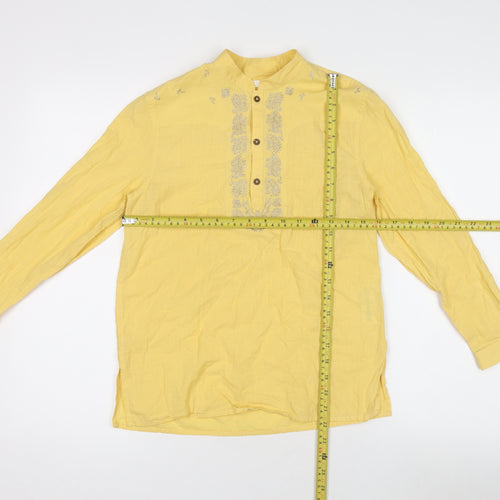 Next Girls Yellow Linen Embroidered Tunic Blouse 10 Years