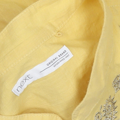 Next Girls Yellow Linen Embroidered Tunic Blouse 10 Years