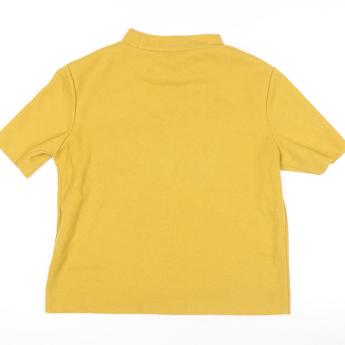Zara Trafaluc Women’s Yellow Mock Neck Short Sleeve Cotton T-Shirt M