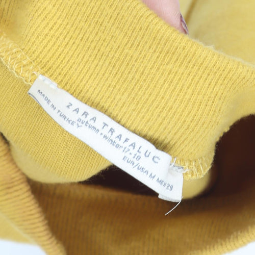 Zara Trafaluc Women’s Yellow Mock Neck Short Sleeve Cotton T-Shirt M