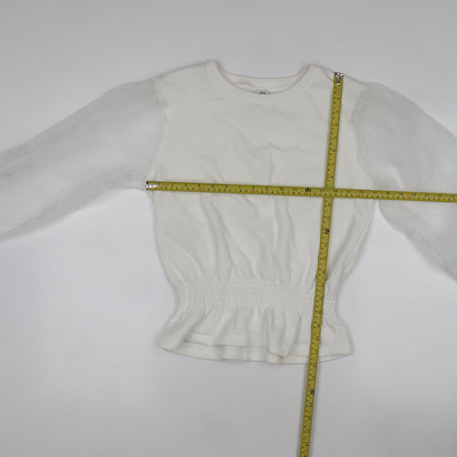 River Island Womens White XS Puff Sleeve Tunic Blouse