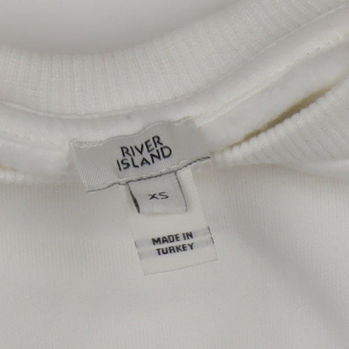 River Island Womens White XS Puff Sleeve Tunic Blouse