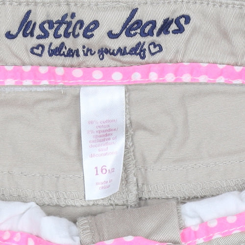 Justice Jeans Beige Straight Leg Juniors 16 Regular Teen Girls Cotton Blend