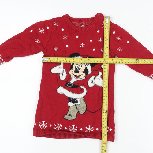 Disney at Primark Girls Red Christmas Knit Jumper 9-12 Months Minnie Mouse