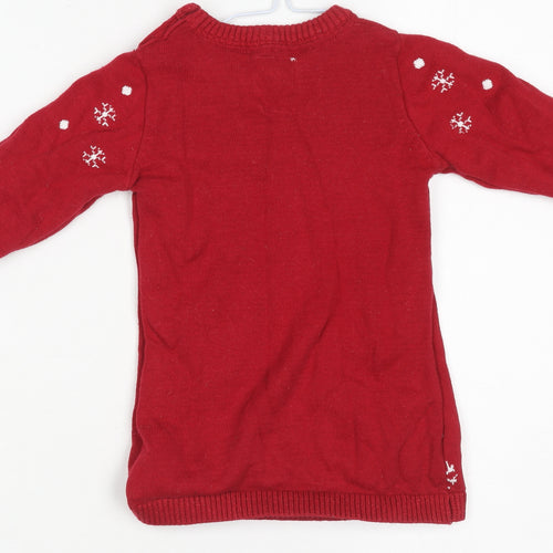 Disney at Primark Girls Red Christmas Knit Jumper 9-12 Months Minnie Mouse