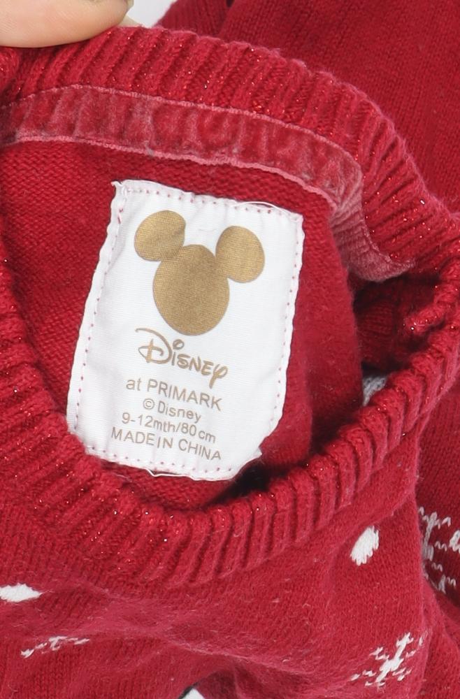 Disney at Primark Girls Red Christmas Knit Jumper 9-12 Months Minnie Mouse
