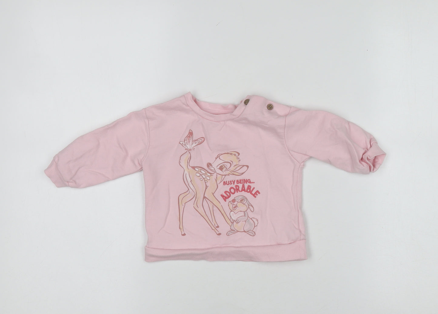 Dunnes Stores Pink Disney Bambi Pullover Jumper 6-9 Months Baby