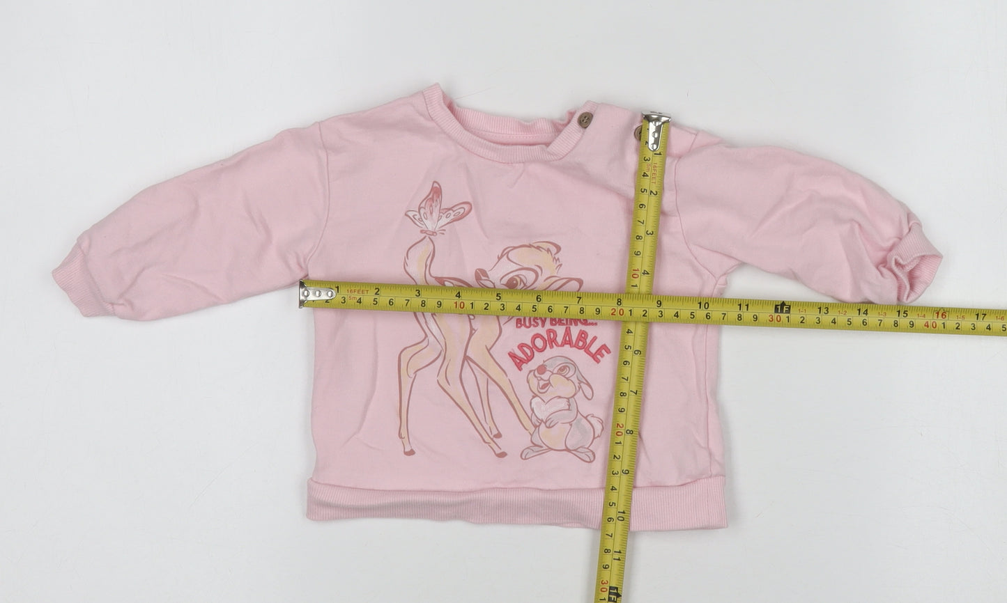 Dunnes Stores Pink Disney Bambi Pullover Jumper 6-9 Months Baby