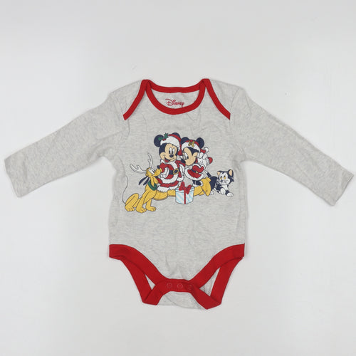 Disney Primark Grey Christmas Mickey & Minnie Baby Babygrow 6-9 Months