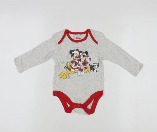 Disney Primark Grey Christmas Mickey & Minnie Baby Babygrow 6-9 Months