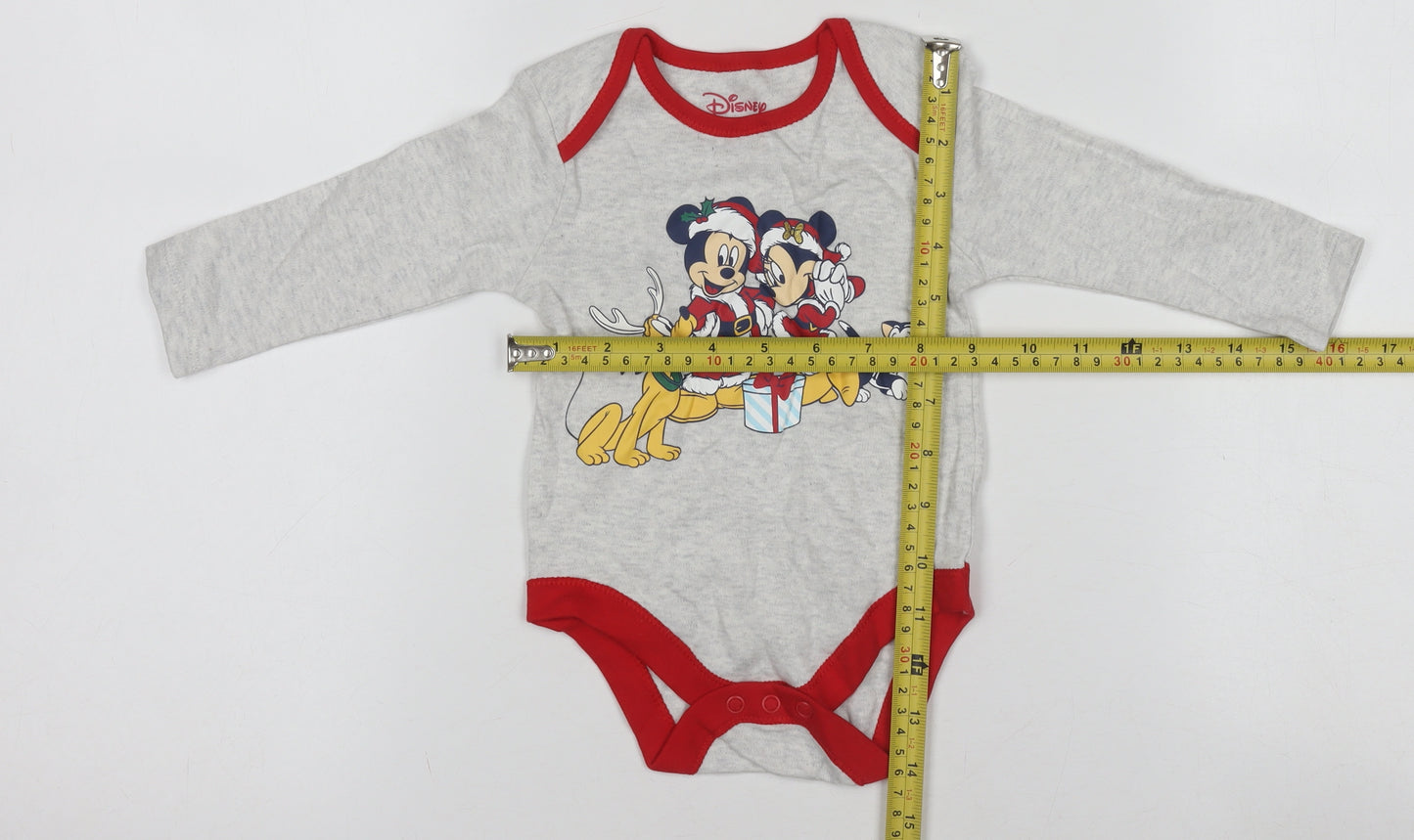 Disney Primark Grey Christmas Mickey & Minnie Baby Babygrow 6-9 Months