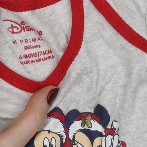 Disney Primark Grey Christmas Mickey & Minnie Baby Babygrow 6-9 Months