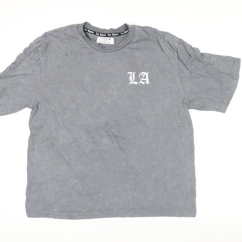 Primark Men’s Grey LA Graphic Relaxed Fit Cotton T-Shirt Size L