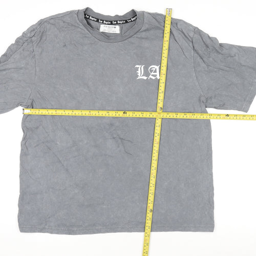 Primark Men’s Grey LA Graphic Relaxed Fit Cotton T-Shirt Size L