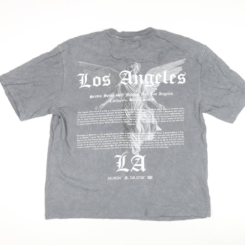 Primark Men’s Grey LA Graphic Relaxed Fit Cotton T-Shirt Size L