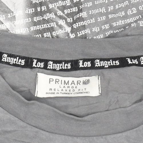 Primark Men’s Grey LA Graphic Relaxed Fit Cotton T-Shirt Size L