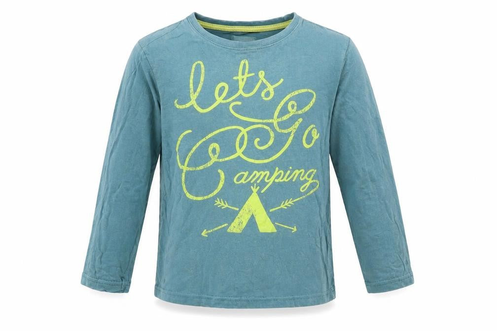 Mothercare Boys Blue Long Sleeve Camping Graphic Cotton T-Shirt 5-6 Years