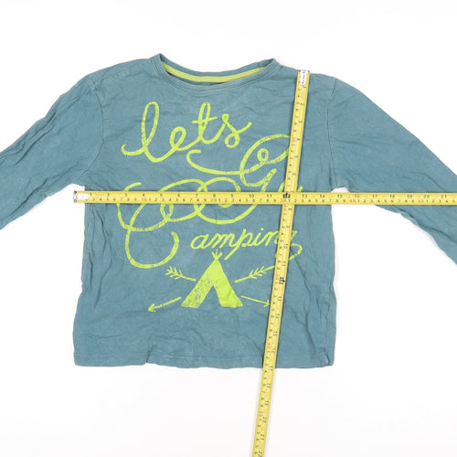 Mothercare Boys Blue Long Sleeve Camping Graphic Cotton T-Shirt 5-6 Years