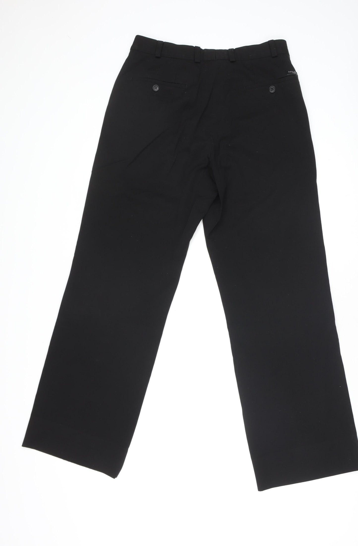 Remus Uomo Womens Black Straight Leg Trousers Size 30R Polyester Blend