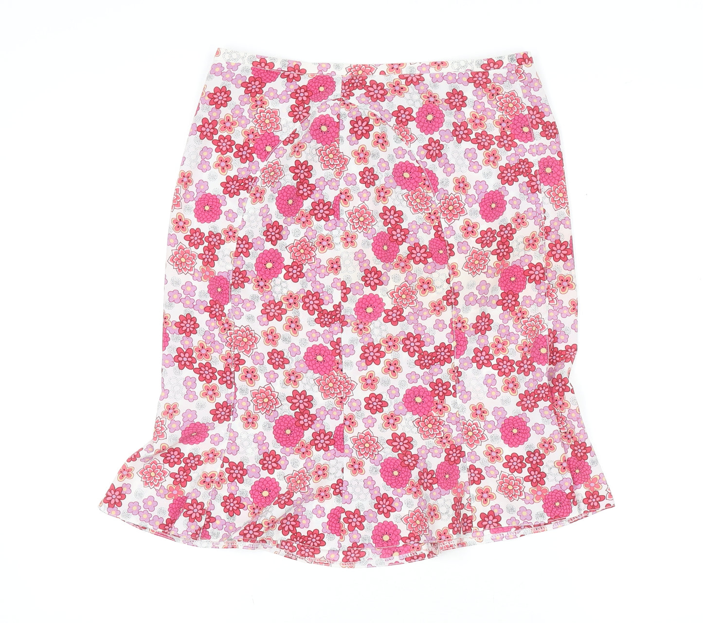 Chantal Rosner Womens Pink Floral A-Line Cotton Skirt Size 12