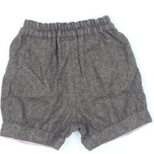 Monsoon Girls Brown Herringbone Wool Blend Shorts 12-18 Months Autumn Winter