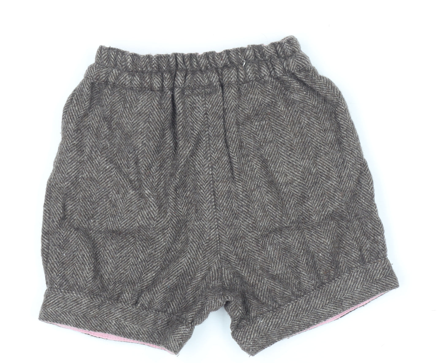 Monsoon Girls Brown Herringbone Wool Blend Shorts 12-18 Months Autumn Winter