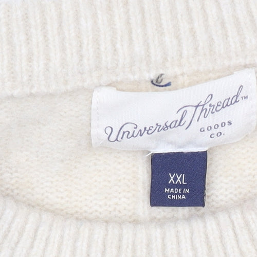 Universal Thread Women’s Beige Striped Crew Neck Knit Jumper 2XL