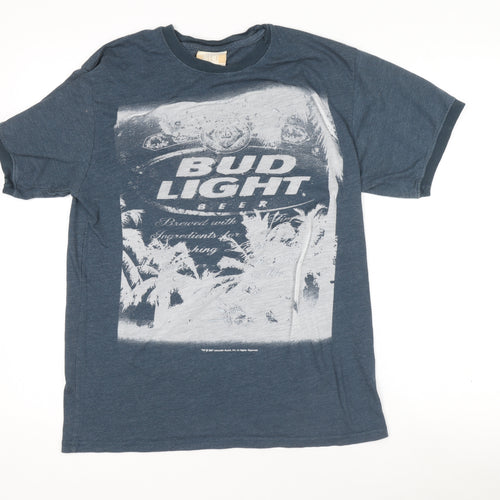 Maui and Sons Men's Blue Bud Light Beer Graphic T-Shirt Medium
