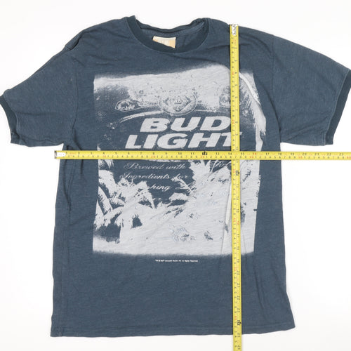 Maui and Sons Men's Blue Bud Light Beer Graphic T-Shirt Medium