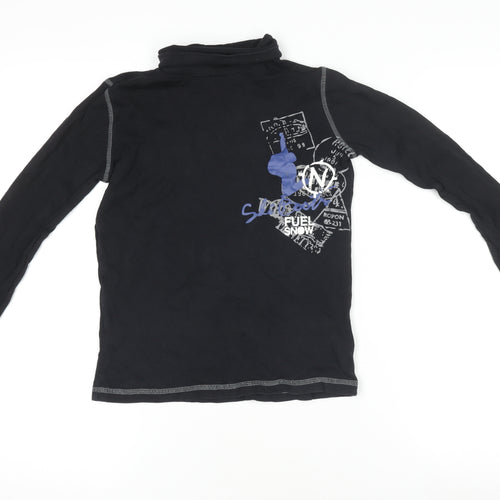 Crivit Boys Black Long Sleeve Graphic Roll Neck Sports T-Shirt 10-11 Years