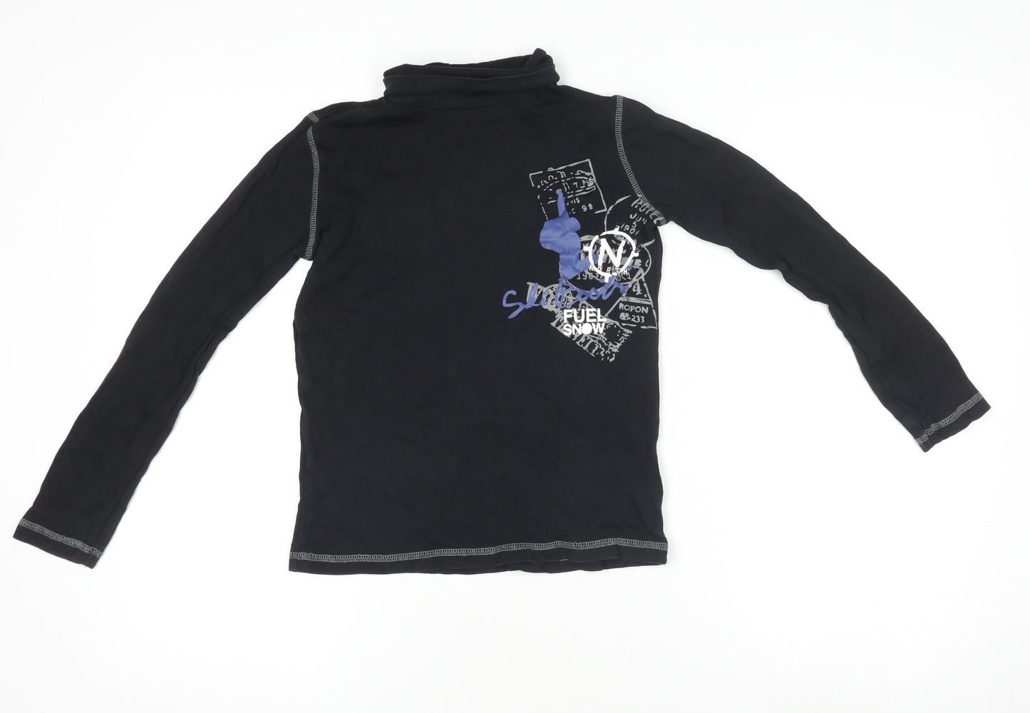 Crivit Boys Black Long Sleeve Graphic Roll Neck Sports T-Shirt 10-11 Years