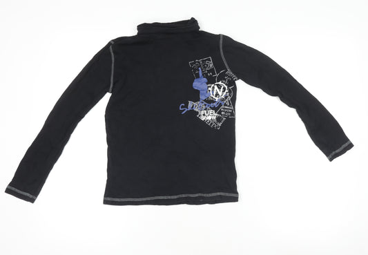 Crivit Boys Black Long Sleeve Graphic Roll Neck Sports T-Shirt 10-11 Years
