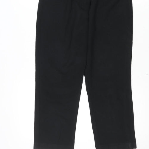 Dunnes Women's Black Cropped Trousers Size 12 Cotton Stretch