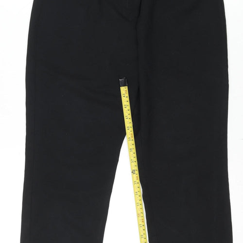 Dunnes Women's Black Cropped Trousers Size 12 Cotton Stretch