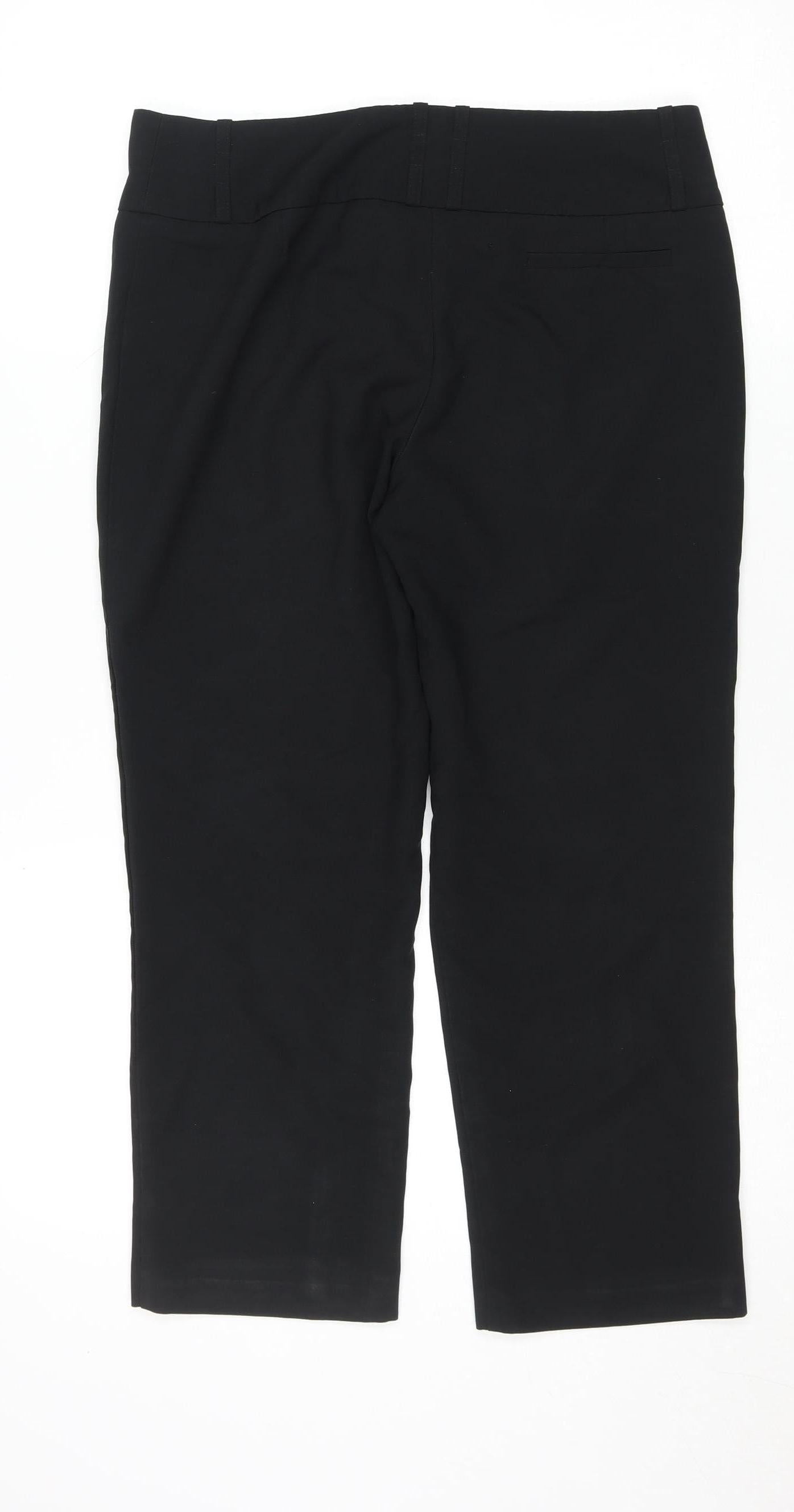 Dunnes Women's Black Cropped Trousers Size 12 Cotton Stretch