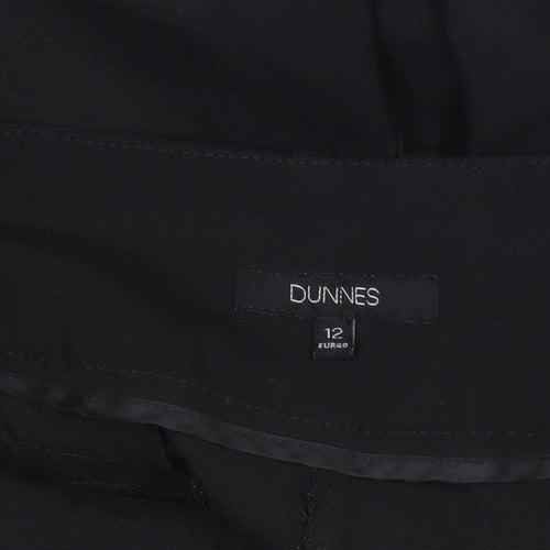 Dunnes Women's Black Cropped Trousers Size 12 Cotton Stretch