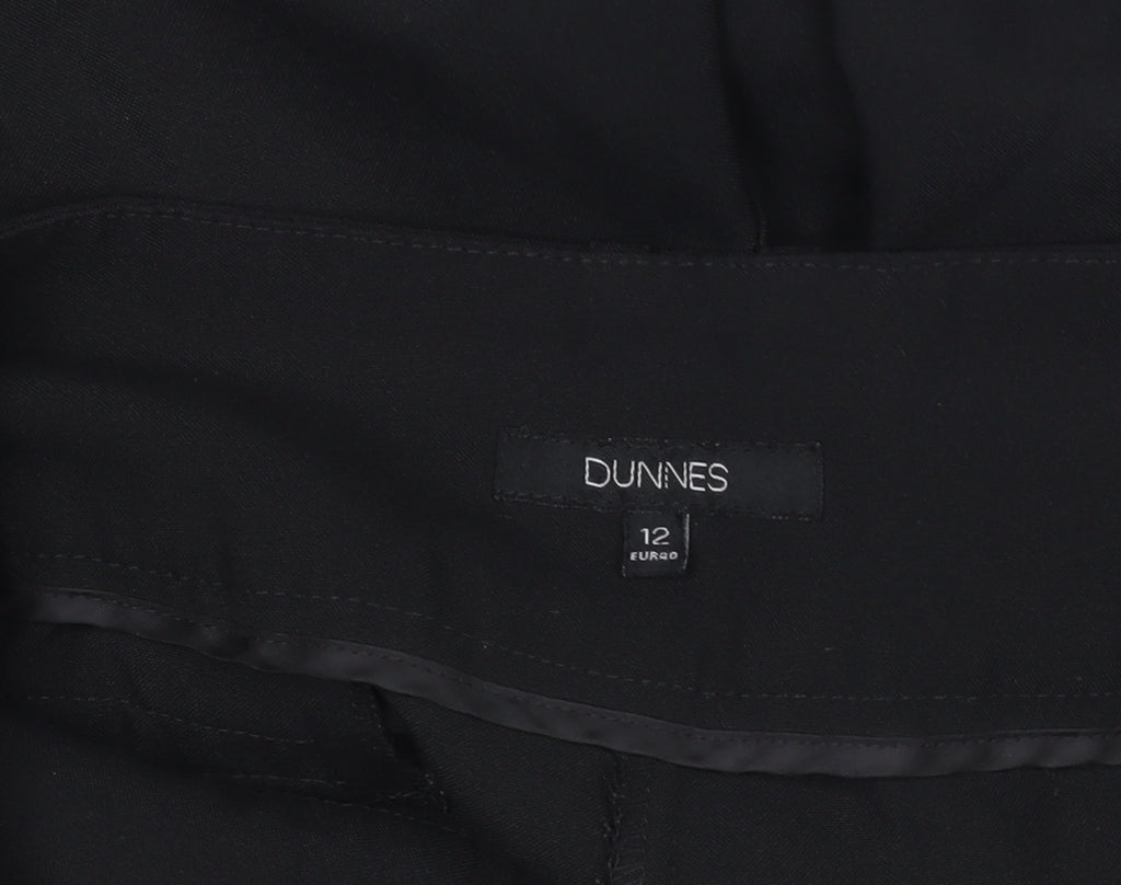 Dunnes Women's Black Cropped Trousers Size 12 Cotton Stretch