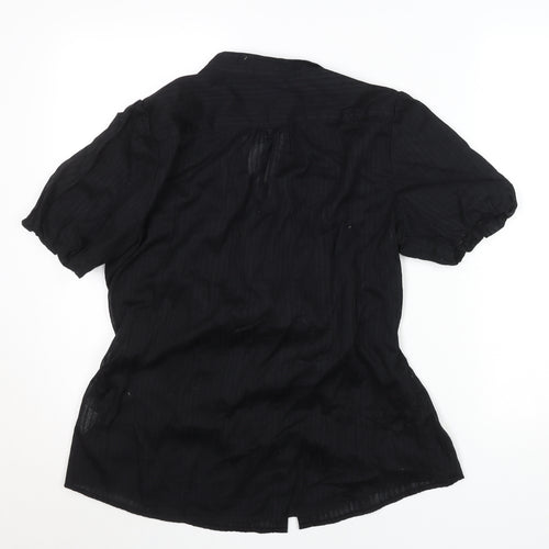 b.young Women Black Lightweight Cotton Button Tunic Blouse XL