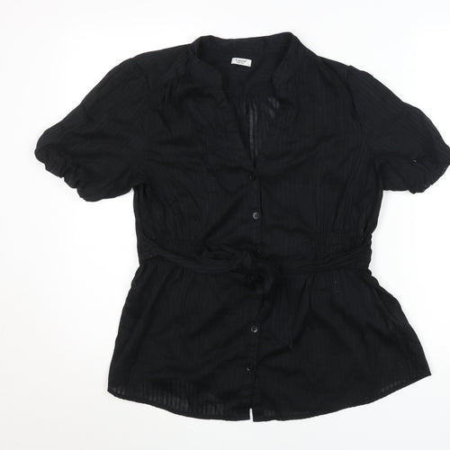 b.young Women Black Lightweight Cotton Button Tunic Blouse XL